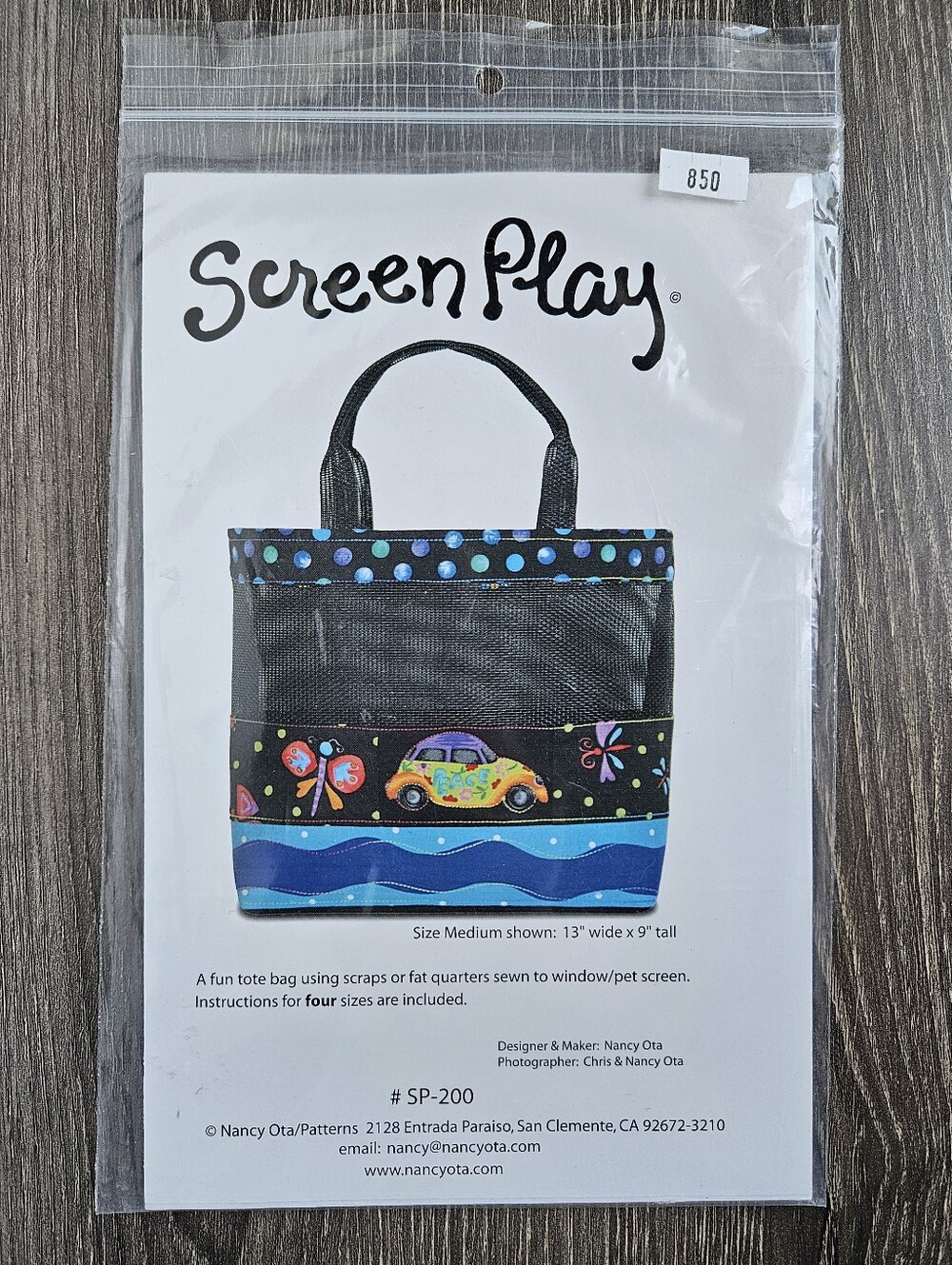 NEW Nancy Ota Screen Play Tote Bag Pattern